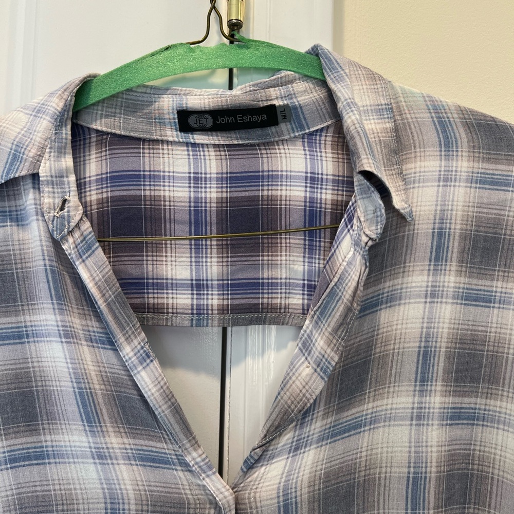 Button down with sexy back opening shirt ! Long shirt tail ..